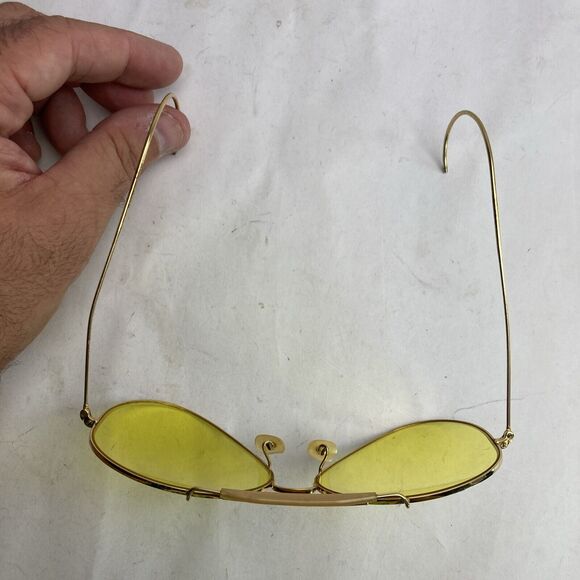 VINTAGE 60s B&L RAY BAN OUTDOORSMAN Aviator Sunglasses Yellow - Picture 10 of 14